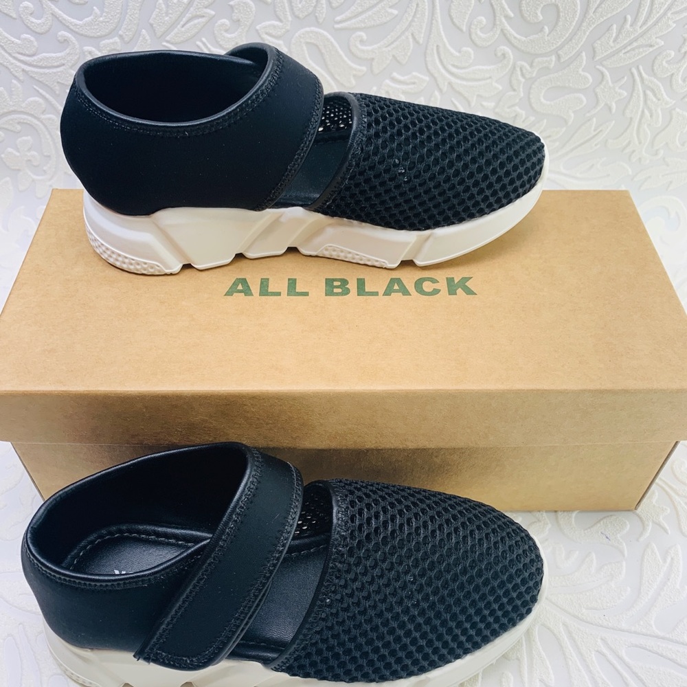 Designer ALL Black  mesh sneakers girls 1